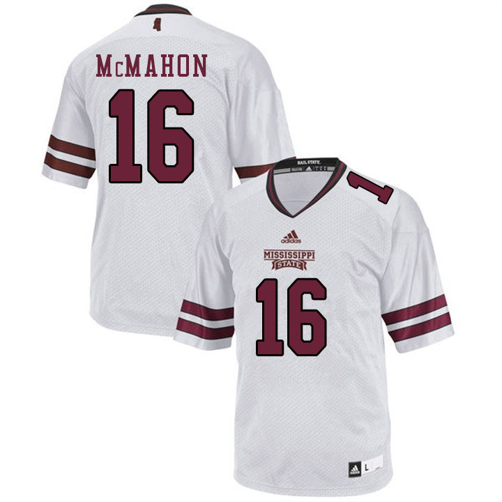 Men #16 TJ McMahon Mississippi State Bulldogs College Football Jerseys Sale-White